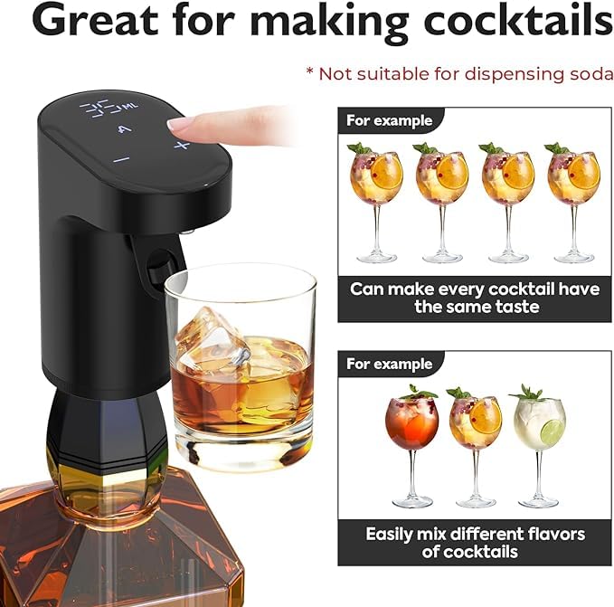 Electric Measuring Cup Wine Decanter Aerator Dispenser Pourer Pump Soju & Whiskey Adjustable Quantity Bar Accessories for Home Wine Pump for Perfect Pouring Aerating Wine Wisky (RED)