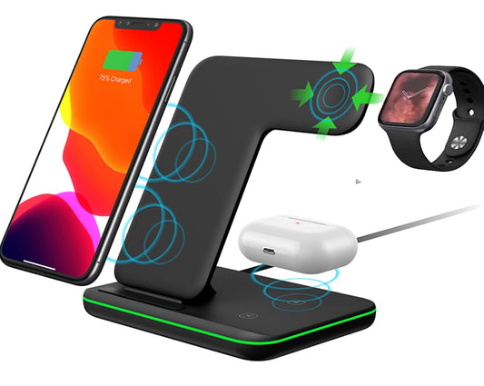 Fast Wireless Charger Station for iPhone, Airpods, and Apple Watch