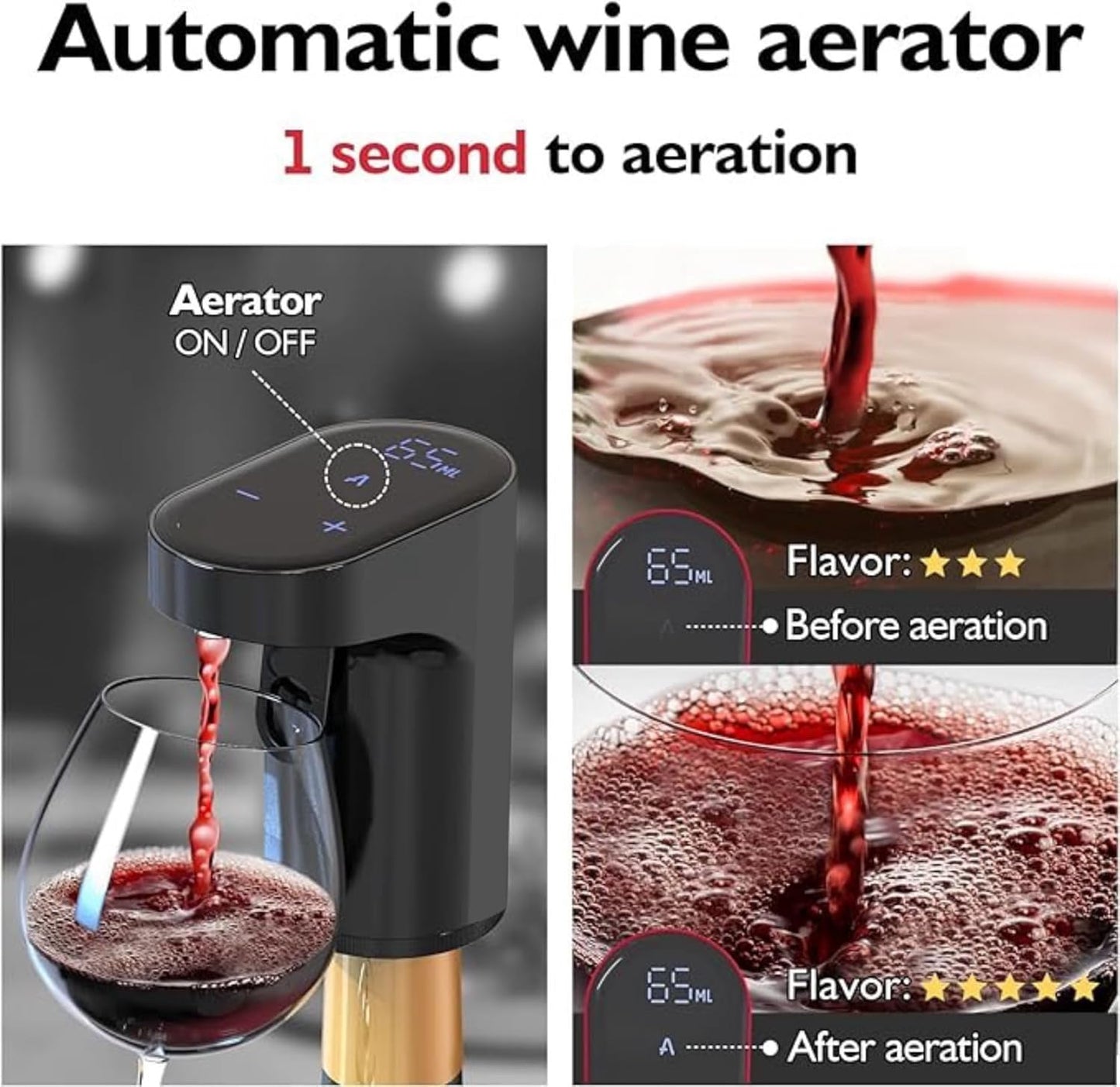 Electric Measuring Cup Wine Decanter Aerator Dispenser Pourer Pump Soju & Whiskey Adjustable Quantity Bar Accessories for Home Wine Pump for Perfect Pouring Aerating Wine Wisky (RED)