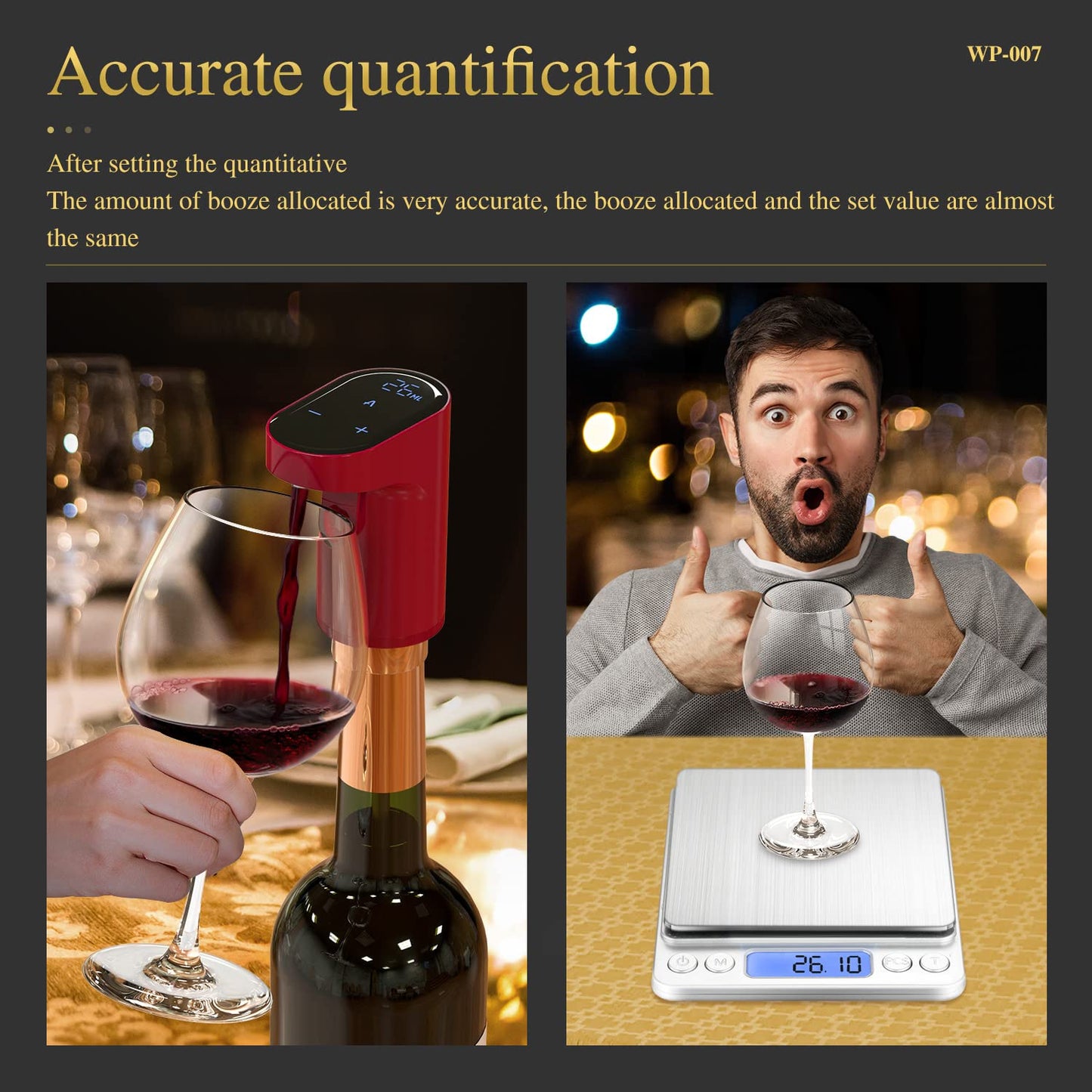 Electric Measuring Cup Wine Decanter Aerator Dispenser Pourer Pump Soju & Whiskey Adjustable Quantity Bar Accessories for Home Wine Pump for Perfect Pouring Aerating Wine Wisky (RED)